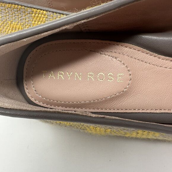 Taryn Rose Womens Woven Loafers 5.5B Yellow Grey Leather Vintage-Inspired Casual - Picture 13 of 14